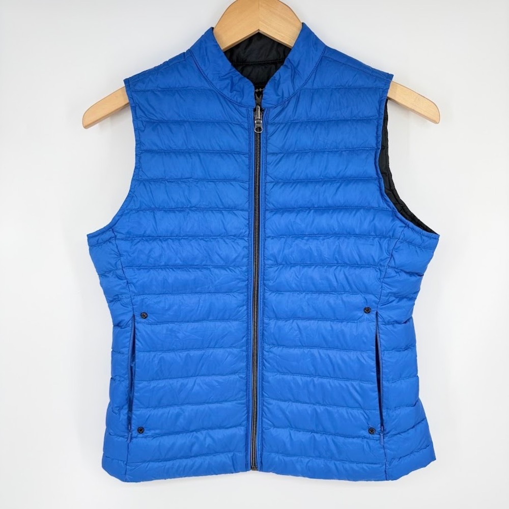 Alp n Rock Womens Reversible Down Puffer Vest Blue Black Full Zip Lightweight S
